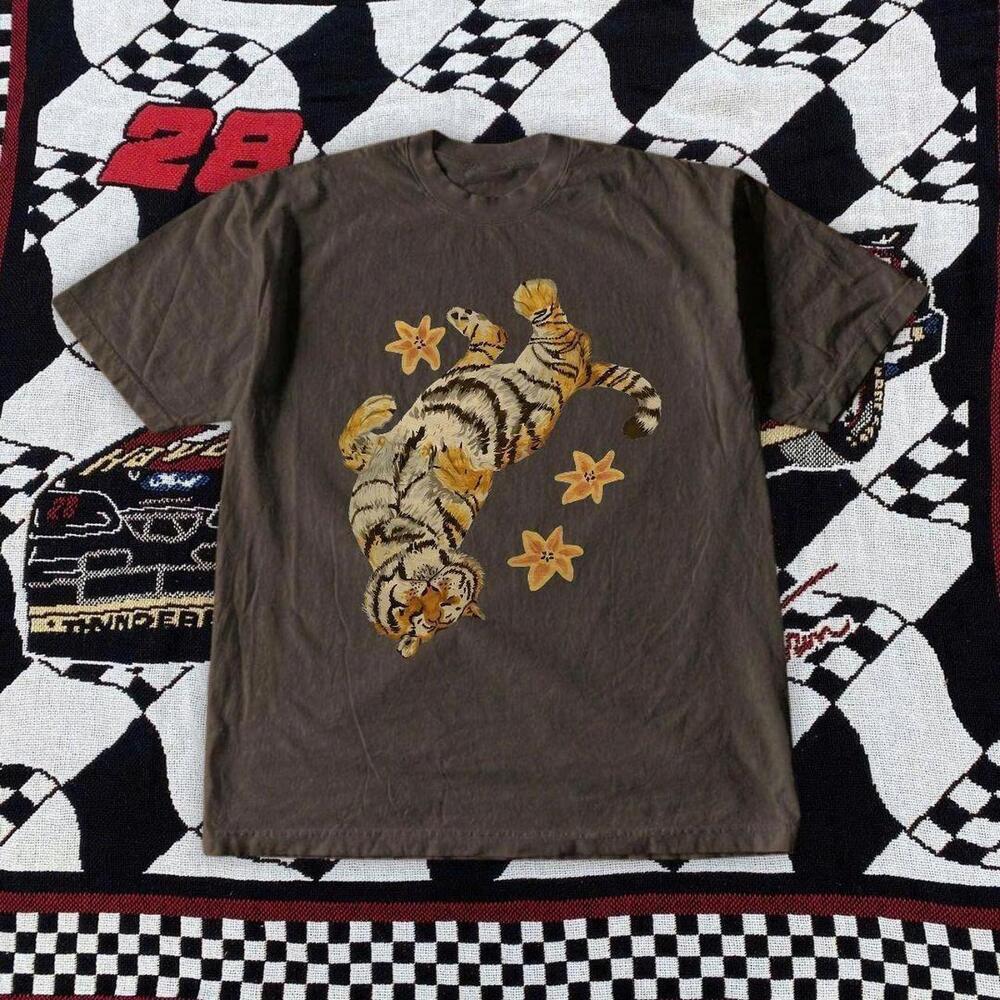 Brown Tiger Graphic Tee With A Unique, Faded Look